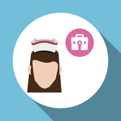 Obraz na płótnie Canvas Medical care concept. Nurse icon. White background , vector