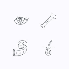 Bone fracture, weight loss and trichology icons.