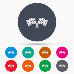 Crosswise racing flags icon. Finishing symbol.