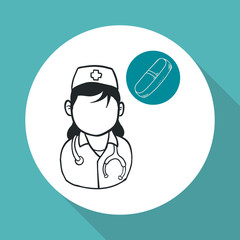Medical care concept. Nurse icon. White background , vector