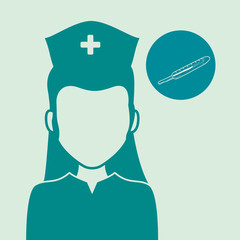 Obraz premium Medical care concept. Nurse icon. White background , vector