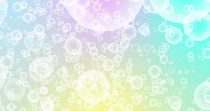 Flickering Bokeh Bubbles sparkling Particles random motion abstract background on cyan purple and yellow gradient color seamless loop animation random motion.