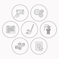 Football, ice hockey and fitness sport icons.