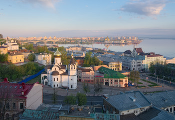 City landscape in the old Russian city. Nizhny Novgorod on the Volga River