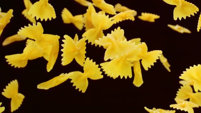 pasta  farfalle falling in the air