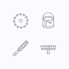 File tool, circular saw and brush tool icons.