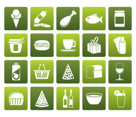 Flat Shop and Foods Icons - Vector Icon Set