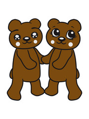 holding hands couple couple friends love love woman man team Teddy Bear comic cartoon sweet cute