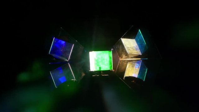 Lighting equipment with rotating shiny light lamp. Close-up