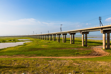 A train bridge at  Pa Sak Jolasid Dam, Thailand