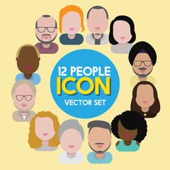 Obraz na płótnie Canvas Diversity Interracial Community People Flat Design Icons Concept