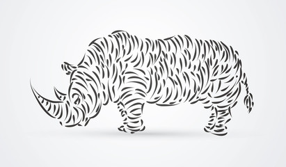 Fototapeta na wymiar Rhino designed using brush graphic vector.