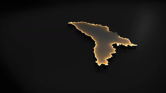 Seamless looping 3D animation of the map of Moldova including 2 versions and alpha matte