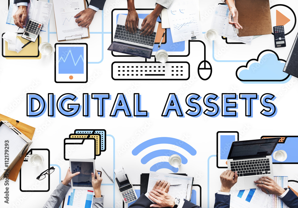 Aufkleber digital assets accessible unlock information concept