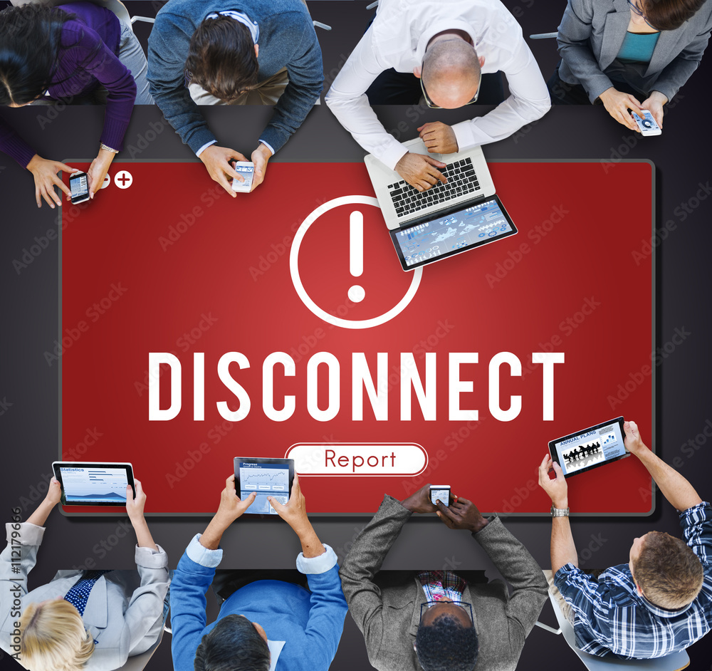 Poster disconnect network problem technology software concept