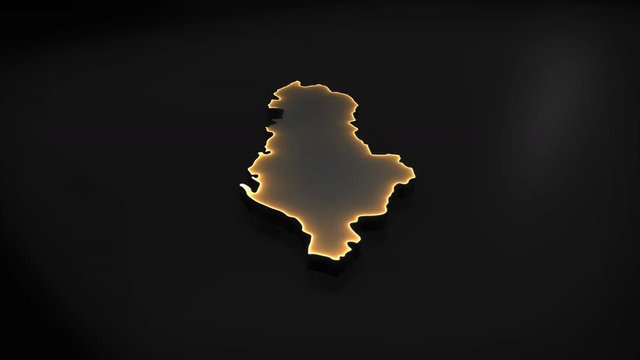 Seamless looping 3D animation of the map of Albania including 2 versions and alpha matte