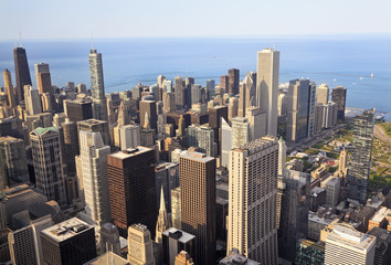 Fototapeta na wymiar Chicago skyline, aerial view