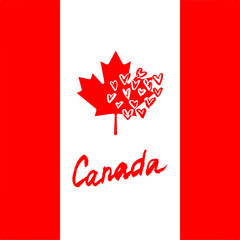 Canada lettering logo with element isolated. Hand drawn vector.