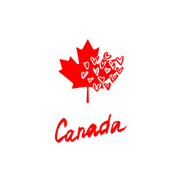 Canada lettering logo with element isolated. Hand drawn vector.