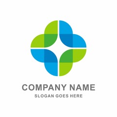Medical Pharmacy Geometric Cross Vector Logo Template
