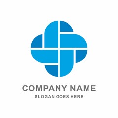 Medical Pharmacy Geometric Cross Vector Logo Template