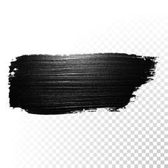Black watercolor marker brush stroke. Vector oil paint gouache