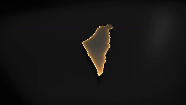Seamless looping 3D animation of the map of Israel including 2 versions and alpha matte