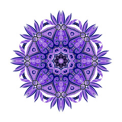 Hand-drawn colorful mandala, lace ornament round pattern, vintage decorative element, EPS 8