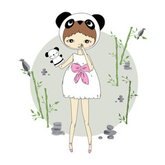 Girl in a suit of koalas