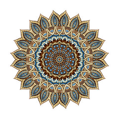 Watercolor mandala in indian style with paisley elements.