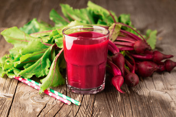 Glass of fresh beet juice