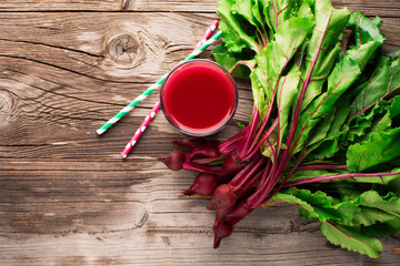 Glass of fresh beet juice