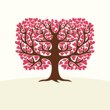 Tree with hearts. Vector Illustration.