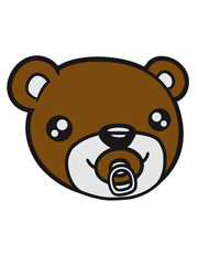 face head baby pacifier diaper child sweet cute small comic cartoon teddy bear