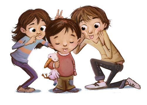 ni&ntilde;os haciendo burlas