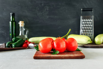 Branch of ripe tomatoes