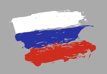 Russia flag. Russian Federation. Hand drawn vector image.