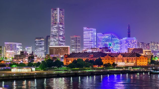 Yokohama, Japan downtown skyline at the waterfront.