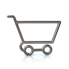 3d illustration of silver shopping cart icon