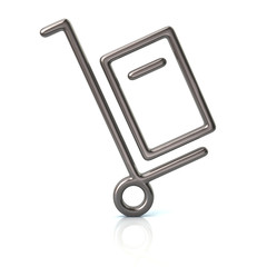 3d illustration of silver hand truck icon