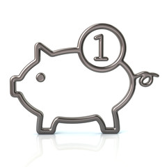 3d illustration of silver piggy bank icon