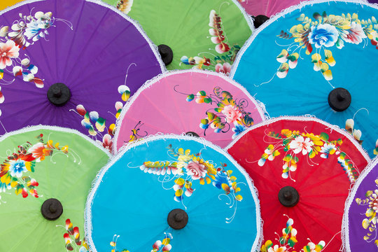 Umbrellas in the market of Bo Sang village, Sankamphaeng, Chiang Mai, Thailand