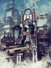 Futurystyczne miasto w chmurach © Obsidian Fantasy