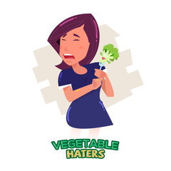 vegetable haters character with text heading design - vector