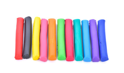 Colorful clay on white background