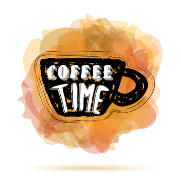 Fototapeta hand drawn coffee cup with lettering