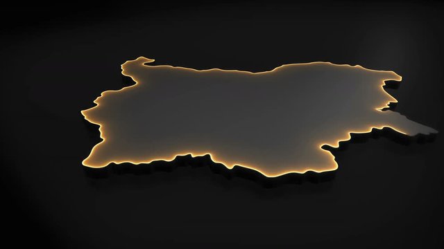 Seamless looping 3D animation of the map of Bulgaria including 2 versions and alpha matte