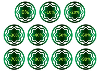 Green icons percent clipart minus