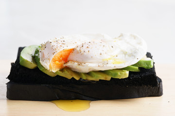 egg and avocado charcoal bread toast