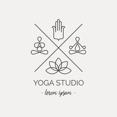 Hipster logo or label for yoga studio, shop.